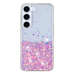 For Samsung Galaxy S23+ 5G Transparent Frame Noctilucent Glitter Powder TPU Phone Case(Pink)
