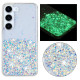 For Samsung Galaxy S23+ 5G Transparent Frame Noctilucent Glitter Powder TPU Phone Case(White)