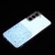 For Samsung Galaxy S23+ 5G Transparent Frame Noctilucent Glitter Powder TPU Phone Case(White)