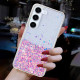 For Samsung Galaxy S24+ 5G Transparent Frame Noctilucent Glitter Powder TPU Phone Case(Pink)