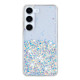 For Samsung Galaxy S24+ 5G Transparent Frame Noctilucent Glitter Powder TPU Phone Case(White)