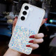 For Samsung Galaxy S24+ 5G Transparent Frame Noctilucent Glitter Powder TPU Phone Case(White)