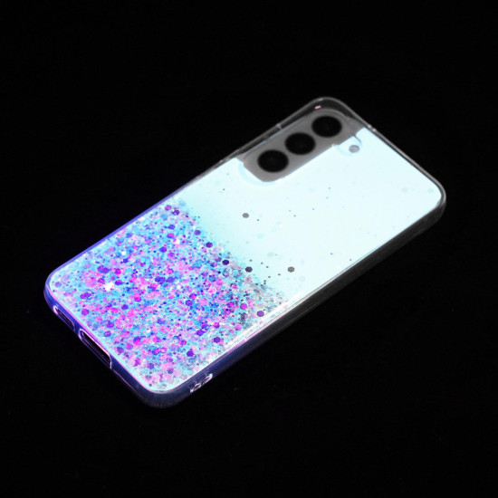 For Samsung Galaxy S24+ 5G Transparent Frame Noctilucent Glitter Powder TPU Phone Case(Purple)