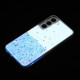 For Samsung Galaxy S24+ 5G Transparent Frame Noctilucent Glitter Powder TPU Phone Case(Blue)