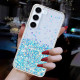 For Samsung Galaxy S24+ 5G Transparent Frame Noctilucent Glitter Powder TPU Phone Case(Blue)