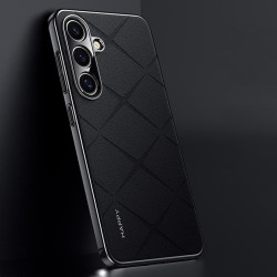 For Samsung Galaxy S24+ 5G Plain Leather PC Phone Case(Black)