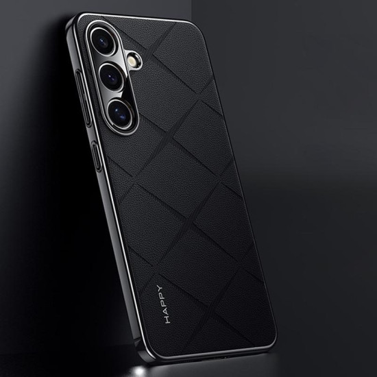 For Samsung Galaxy S24+ 5G Plain Leather PC Phone Case(Black)