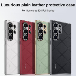 For Samsung Galaxy S24+ 5G Plain Leather PC Phone Case(Black)
