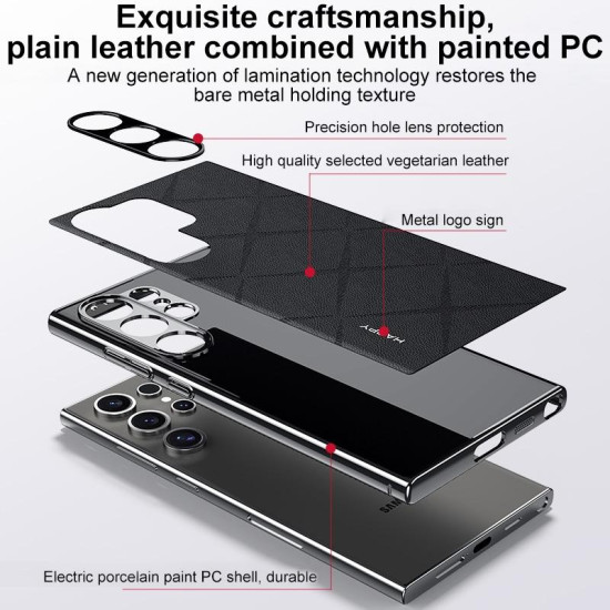 For Samsung Galaxy S24+ 5G Plain Leather PC Phone Case(Black)