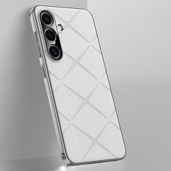 For Samsung Galaxy S24+ 5G Plain Leather PC Phone Case(White)