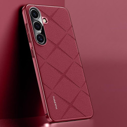 For Samsung Galaxy S24+ 5G Plain Leather PC Phone Case(Wine Red)