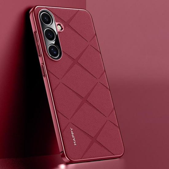 For Samsung Galaxy S24+ 5G Plain Leather PC Phone Case(Wine Red)