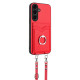 For Samsung Galaxy S24+ 5G R20 Crossbody Rope Ring Card Holder Phone Case(Red)