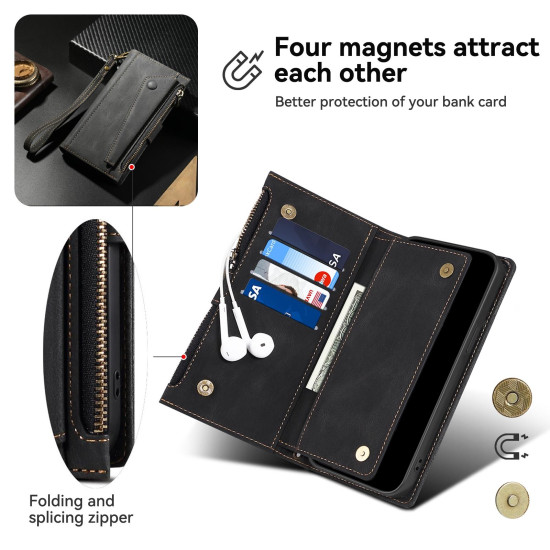 For Samsung Galaxy S24+ 5G ESEBLE Retro Frosted RFID Flip Leather Phone Case(Black)