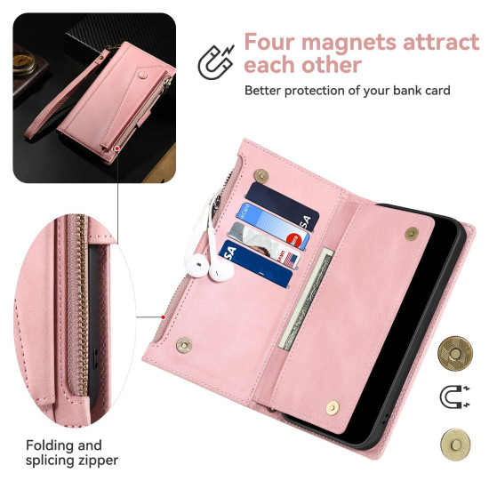 For Samsung Galaxy S24+ 5G ESEBLE Retro Frosted RFID Flip Leather Phone Case(Rose Gold)