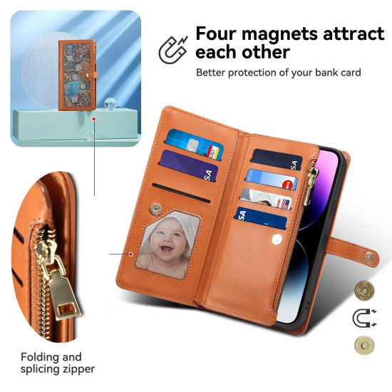 For Samsung Galaxy S24+ 5G ESEBLE Star Series Lanyard Zipper Wallet RFID Leather Case(Brown)