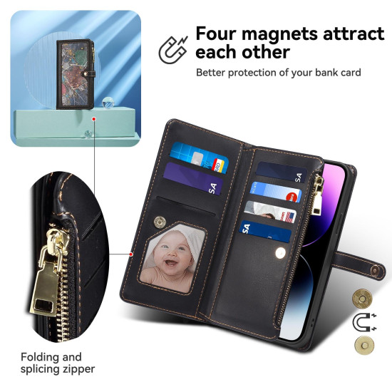 For Samsung Galaxy S24+ 5G ESEBLE Star Series Lanyard Zipper Wallet RFID Leather Case(Black)
