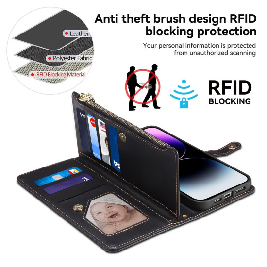 For Samsung Galaxy S24+ 5G ESEBLE Star Series Lanyard Zipper Wallet RFID Leather Case(Black)