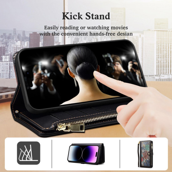 For Samsung Galaxy S24+ 5G ESEBLE Star Series Lanyard Zipper Wallet RFID Leather Case(Black)