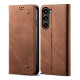 For Samsung Galaxy S24+ 5G Denim Texture Casual Style Horizontal Flip Leather Case(Brown)