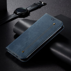 For Samsung Galaxy S24+ 5G Denim Texture Casual Style Horizontal Flip Leather Case(Blue)