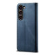 For Samsung Galaxy S24+ 5G Denim Texture Casual Style Horizontal Flip Leather Case(Blue)