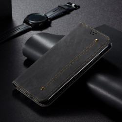 For Samsung Galaxy S24+ 5G Denim Texture Casual Style Horizontal Flip Leather Case(Black)