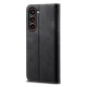 For Samsung Galaxy S24+ 5G Denim Texture Casual Style Horizontal Flip Leather Case(Black)