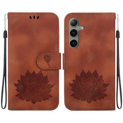 For Samsung Galaxy S24+ 5G Lotus Embossed Leather Phone Case(Brown)