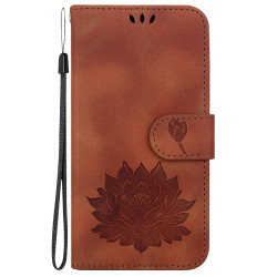 For Samsung Galaxy S24+ 5G Lotus Embossed Leather Phone Case(Brown)