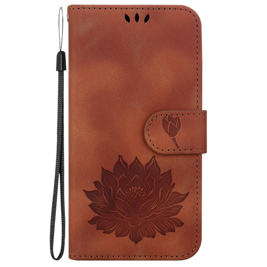For Samsung Galaxy S24+ 5G Lotus Embossed Leather Phone Case(Brown)