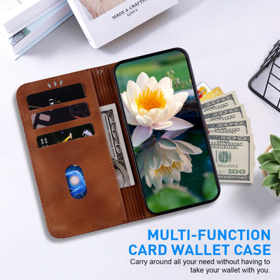 For Samsung Galaxy S24+ 5G Lotus Embossed Leather Phone Case(Brown)
