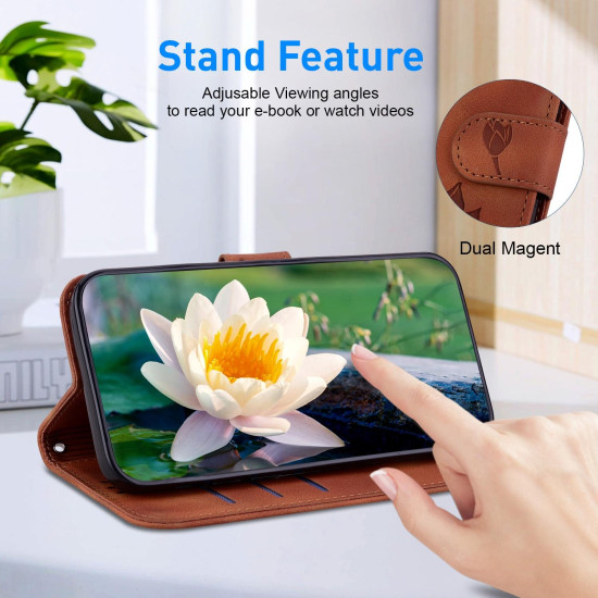 For Samsung Galaxy S24+ 5G Lotus Embossed Leather Phone Case(Brown)