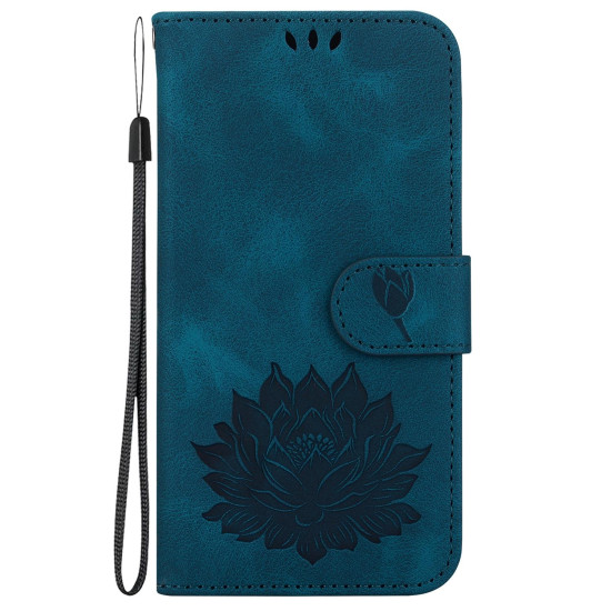 For Samsung Galaxy S24+ 5G Lotus Embossed Leather Phone Case(Dark Blue)