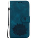 For Samsung Galaxy S24+ 5G Lotus Embossed Leather Phone Case(Dark Blue)
