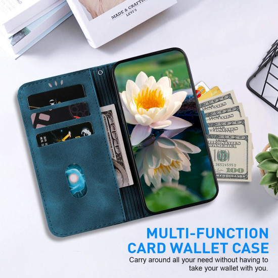 For Samsung Galaxy S24+ 5G Lotus Embossed Leather Phone Case(Dark Blue)