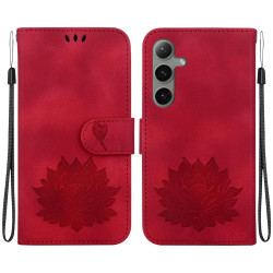 For Samsung Galaxy S24+ 5G Lotus Embossed Leather Phone Case(Red)