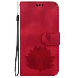 For Samsung Galaxy S24+ 5G Lotus Embossed Leather Phone Case(Red)