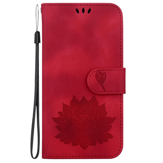 For Samsung Galaxy S24+ 5G Lotus Embossed Leather Phone Case(Red)