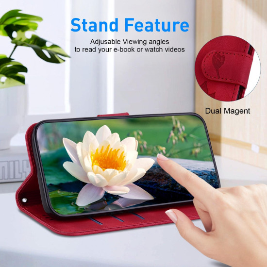 For Samsung Galaxy S24+ 5G Lotus Embossed Leather Phone Case(Red)