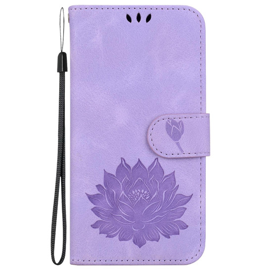 For Samsung Galaxy S24+ 5G Lotus Embossed Leather Phone Case(Purple)