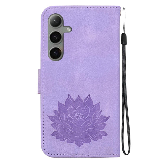 For Samsung Galaxy S24+ 5G Lotus Embossed Leather Phone Case(Purple)