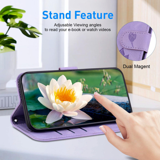 For Samsung Galaxy S24+ 5G Lotus Embossed Leather Phone Case(Purple)