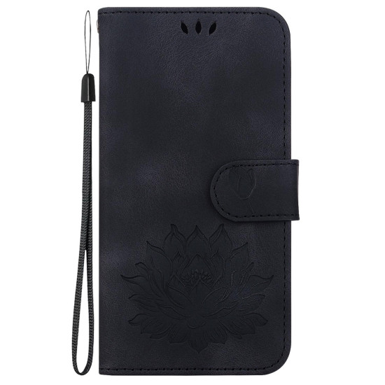 For Samsung Galaxy S24+ 5G Lotus Embossed Leather Phone Case(Black)
