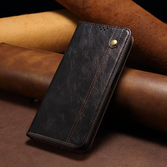 For Samsung Galaxy S24+ 5G Oil Wax Crazy Horse Texture Leather Phone Case(Black)