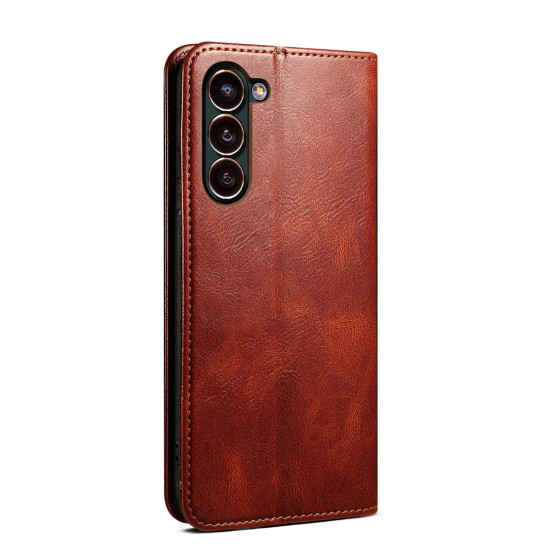 For Samsung Galaxy S24+ 5G Oil Wax Crazy Horse Texture Leather Phone Case(Brown)