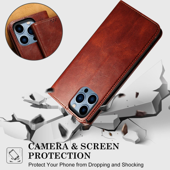 For Samsung Galaxy S24+ 5G Oil Wax Crazy Horse Texture Leather Phone Case(Brown)