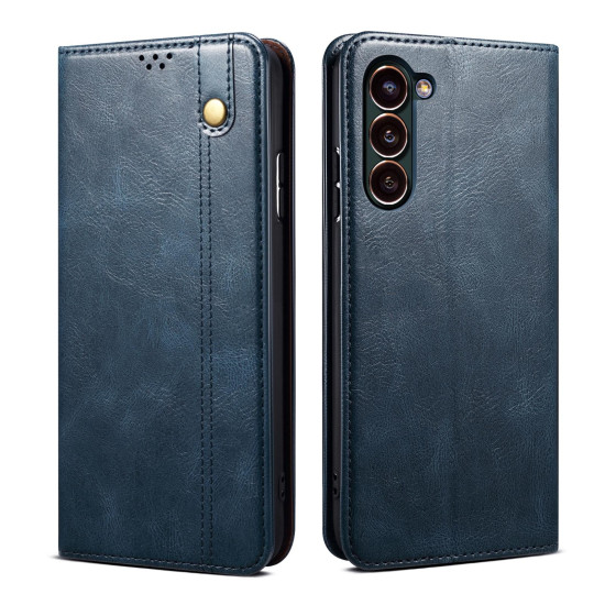 For Samsung Galaxy S24+ 5G Oil Wax Crazy Horse Texture Leather Phone Case(Blue)