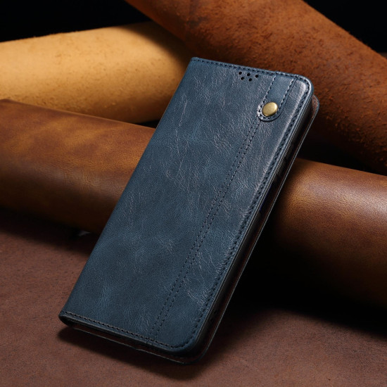 For Samsung Galaxy S24+ 5G Oil Wax Crazy Horse Texture Leather Phone Case(Blue)