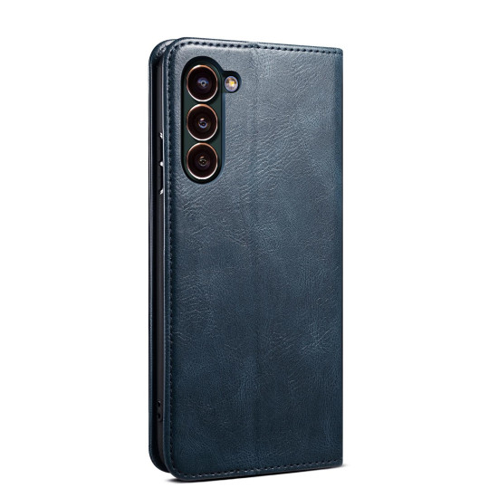 For Samsung Galaxy S24+ 5G Oil Wax Crazy Horse Texture Leather Phone Case(Blue)